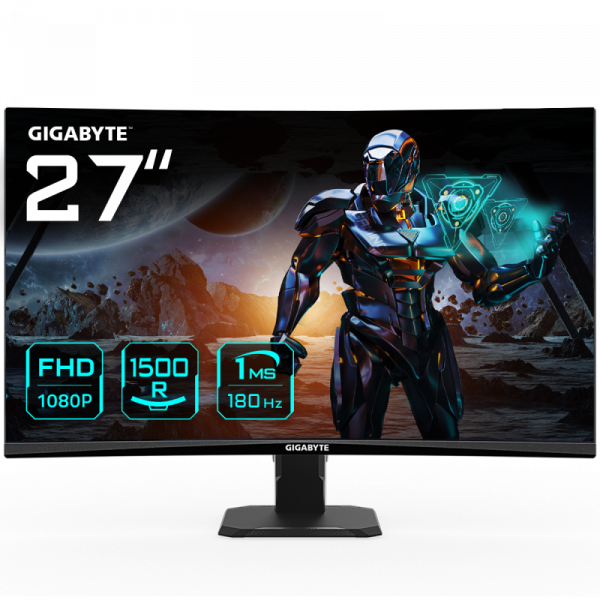 Gigabyte Monitor Gaming 27" VA 1500R GS27FC, Non-glare, Rezolutie: 1920
