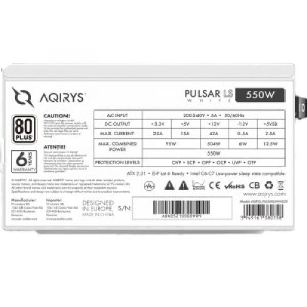 Sursa Aqirys Pulsar LS 550W 80+ White - imagine 11
