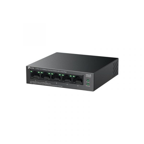 "5-Port 10/100 Mbps Desktop Switch with 4-Port PoE PORT: 4× - imagine 9