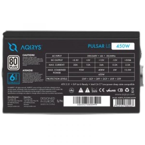 Sursa Aqirys Pulsar LS 450W 80+ White certified, culoare neagra - imagine 16