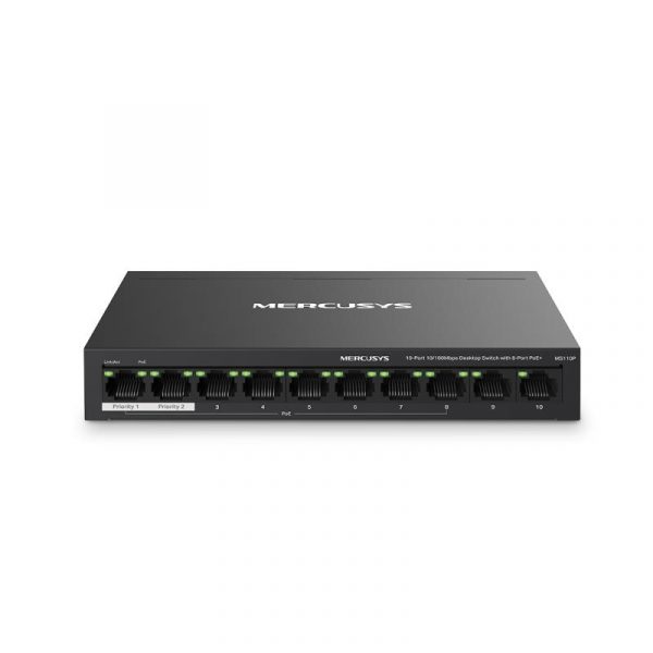 MERCUSYS DESKTOP SWITCH 10PORT MS110P POE, Interfata:  10× 10/100 - imagine 5