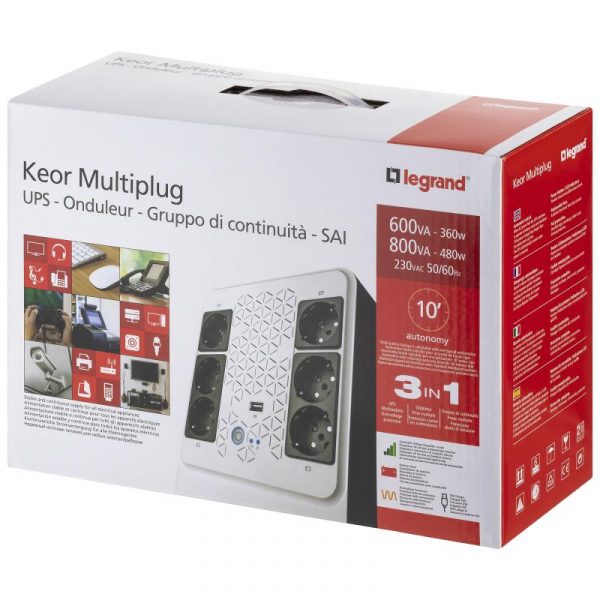 UPS Legrand MULTIPLUG 600, 600VA/360W, 6x German standard sockets, USB - imagine 8