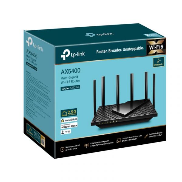 TP-LINK AX5400 Dual-Band Gigabit WI-FI6 Router, ARCHER AX72 PRO, Standarde - imagine 9