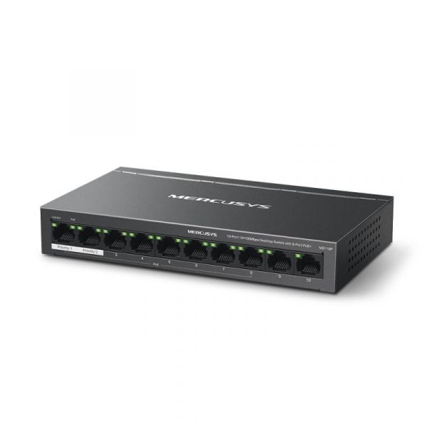 MERCUSYS DESKTOP SWITCH 10PORT MS110P POE, Interfata:  10× 10/100 - imagine 7