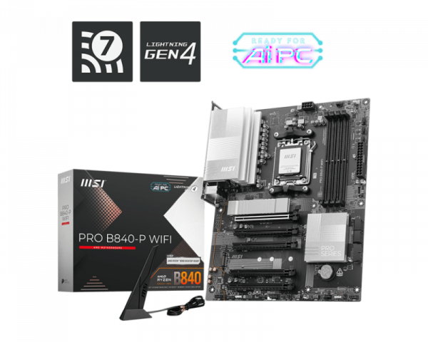 Placa de Baza MSI PRO B840-P WIFI AM5, 4x DDR5,