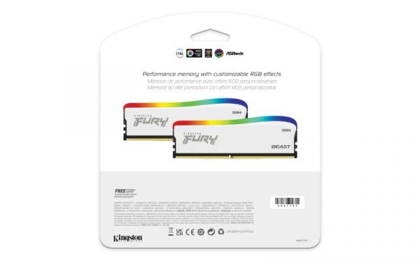 Memorie RAM Kingston Fury Beast White, DIMM, DDR4, 16GB, CL18, - imagine 8