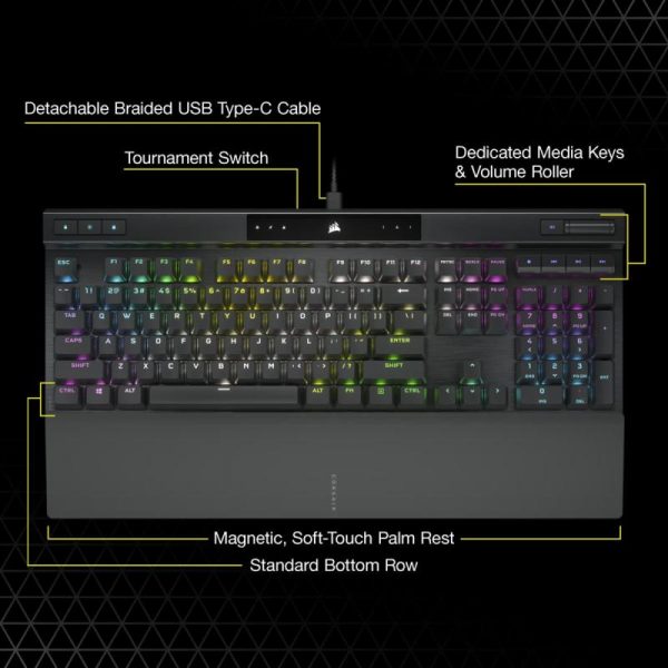 Tastatura gaming mecanica CORSAIR K70 PRO RGB Optical with PBT - imagine 11