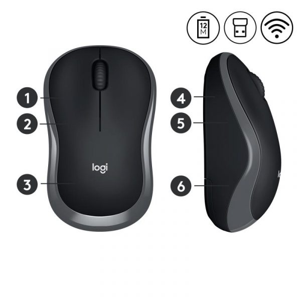 Mouse Logitech M185 Wireless, rezolutie 1000 DPI, negru - imagine 10