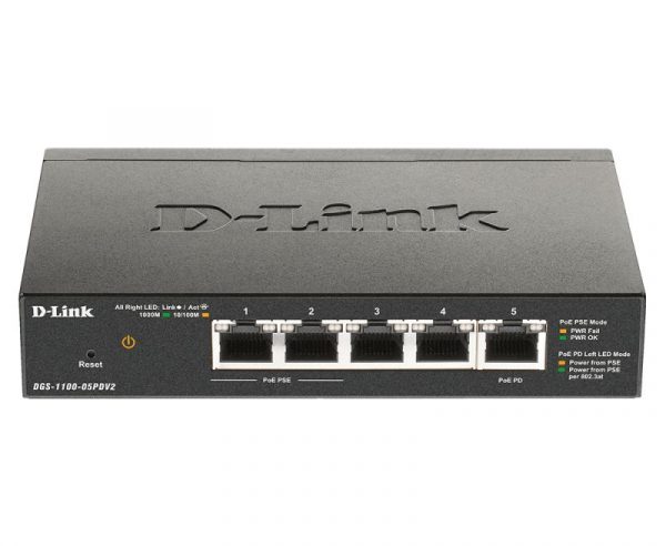 Switch D-Link DGS-1100-05PDV2, 5 port, 10/100/1000 Mbps - imagine 4