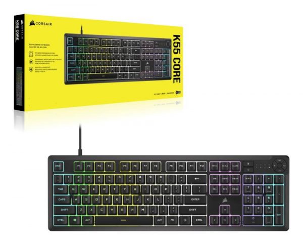 Tastatura Gaming Corsair K55 CORE Backlit Zoned RGB LED, Rubberdome - imagine 11