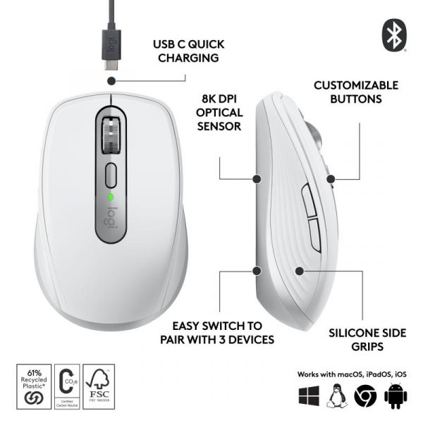 Mouse Optic Logitech MX 3S, rezolutie maxima 8000 DPI, baterie - imagine 15