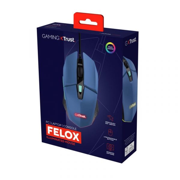 Mouse Trust GXT110W Felox cu fir 400 DPI, albastru - imagine 12