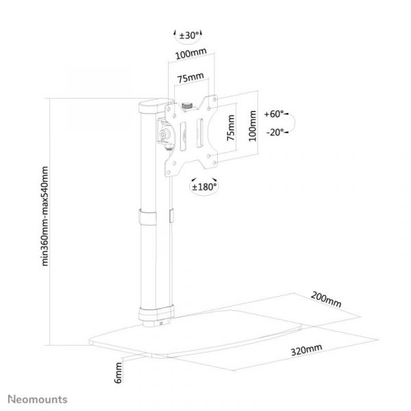 Suport dublu monitor de birou Neomounts FPMA-D890WHITE; pentru display- uri - imagine 14