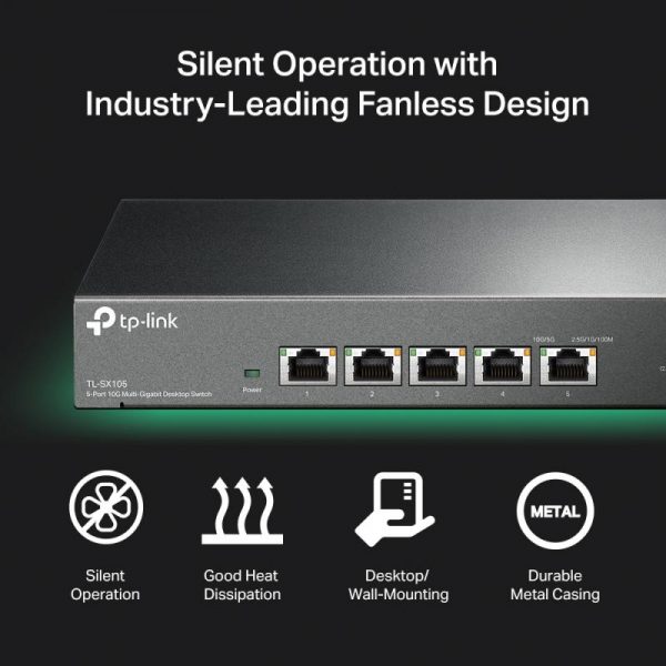 "5-Port 10G Multi-Gigabit Desktop Switch PORT: 5× 10G RJ45 Ports - imagine 10