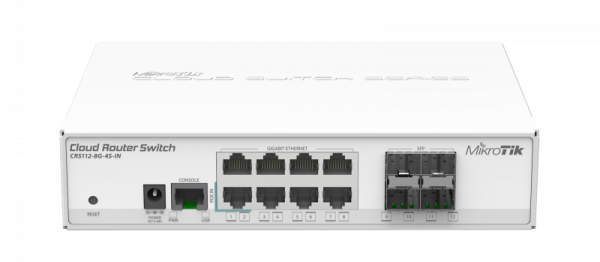 MikroTik Smart Switch, CRS112-8G-4S-IN; 8x Gigabit Ethernet, 4x SFPcages, 400MHz - imagine 3