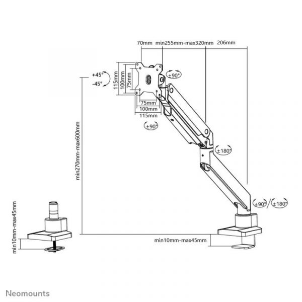 NM Select Monitor Desk Clamp 10-49", sil - imagine 12