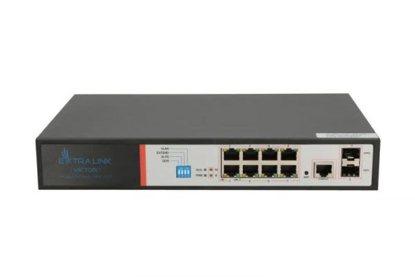 Extralink VICTOR  PoE Switch  8x Gigabit PoE/PoE+ 2x