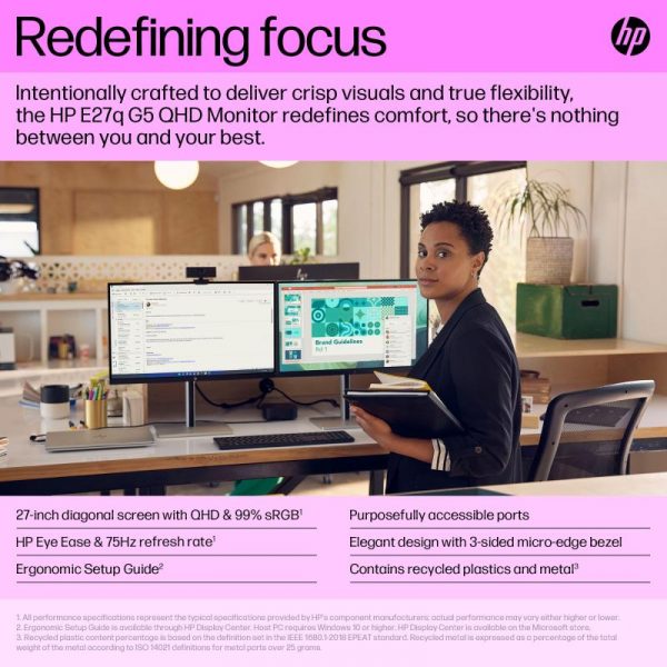 Monitor 27" HP EliteDisplay E27q G5, LED, IPS, QHD 2560x1440, - imagine 10