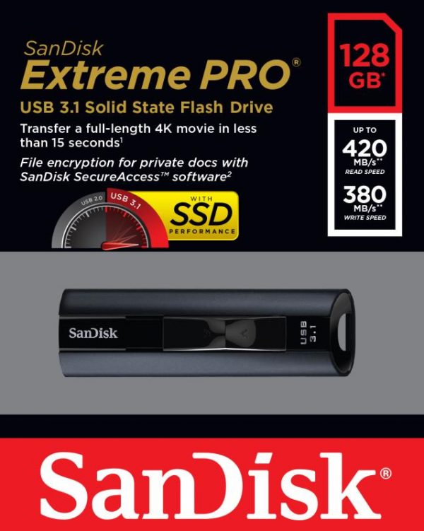 Memorie USB Flash Drive SanDisk Extreme PRO, 128GB, USB 3.1 - imagine 13
