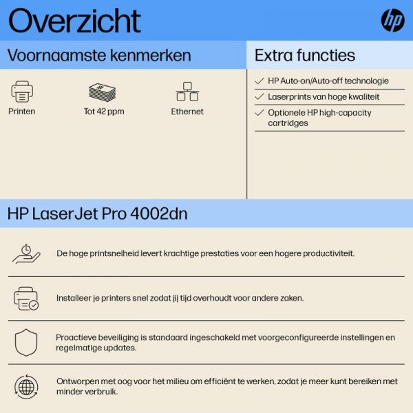 Imprimanta Laser Mono HP LaserJet PRO 4002DN; A4, duplex, viteza - imagine 10