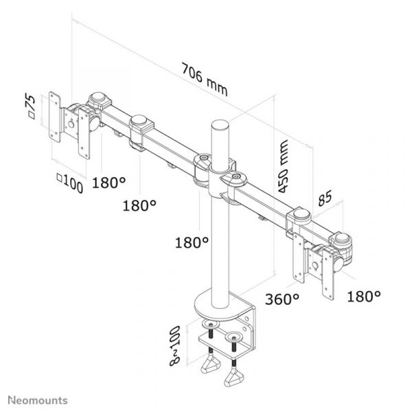 Suport Monitor de Birou Dual, Neomounts by Newstar FPMA-D960D, 10" - imagine 12