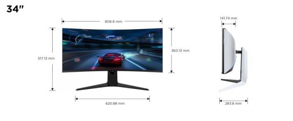 Monitor TCL 34" 34R83Q, Curvature: 1500R, Diagonal (inch): 34, Diagonal - imagine 5