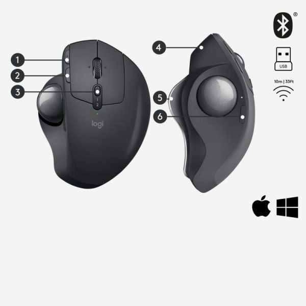Mouse wireless Logitech MX Ergo Trackball, interfata USB, rezolutie 440 - imagine 10