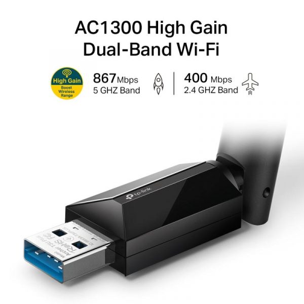 TP-link AC1300 Mini Adaptor USB Wireless MU-MIMO, ARCHER T3U PLUS; - imagine 5