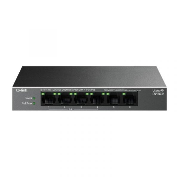 "6-Port 10/100 Mbps Desktop Switch with 4-Port PoE PORT: 4× - imagine 6