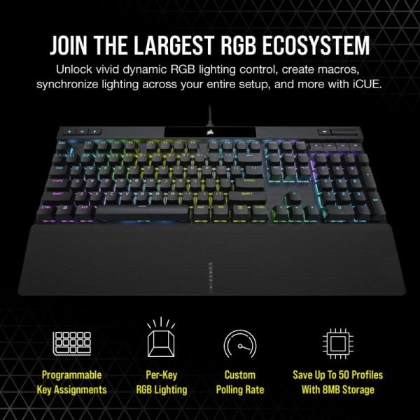 Tastatura gaming mecanica CORSAIR K70 PRO RGB Optical with PBT - imagine 10