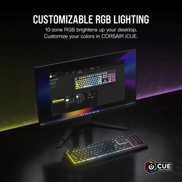 Tastatura Gaming Corsair K55 CORE Backlit Zoned RGB LED, Rubberdome - imagine 7