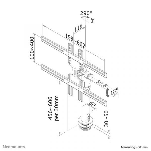 Suport de birou Neomounts by Newstar FPMA-D1200BLACK, diagonala maxima 60", - imagine 7