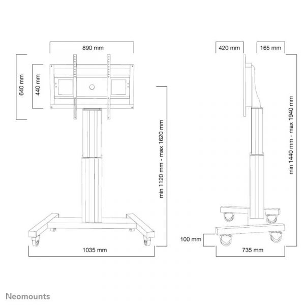 Stand mobil de podea Neomounts by Newstar PLASMA-M2500BLACK, 42"-100", VESA - imagine 15