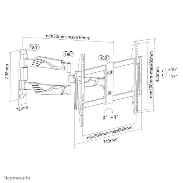 Suport TV de perete Neomounts by Newstar Select NM-W460BLACK, Reglabil, - imagine 11