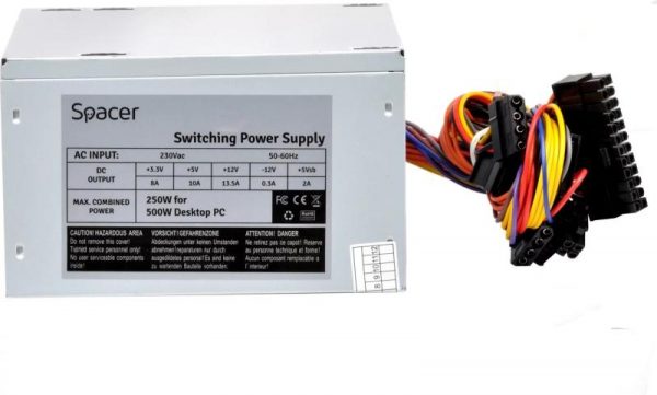 Sursa Spacer ATX 500, 250W for 500 Desktop PC, fan - imagine 8