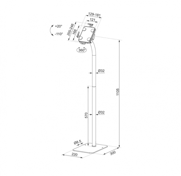 Neomounts by Newstar FL15-625BL1 tablet floor stand  General Min. - imagine 4