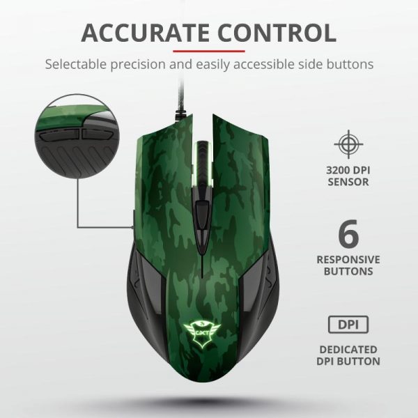 Mouse Trust GXT 781 Rixa Camo, Gaming Mouse, verde militar - imagine 7