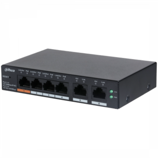 DAHUA 6 port Managed Desktop switch, CS4006-4ET-60, Interfata: Port 1-4: