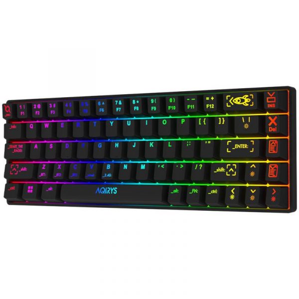 Tastatura mecanica 65% AQIRYS Mira, wireless/bluetooth/wired, switch-uri Outemu Red, 68 - imagine 3