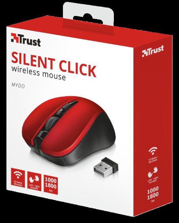 Mouse Trust Mydo Silent Click, Wireless, rosu - imagine 5