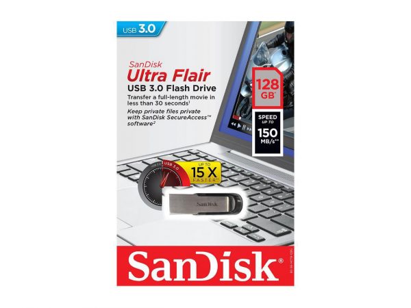 Memorie USB Flash Drive SanDisk Ultra Flair, 128GB, USB 3.0 - imagine 3
