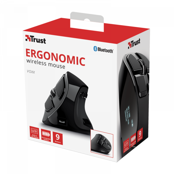 Mouse Trust Voxx, Rechargeable Ergonomic Wireless, negru - imagine 15