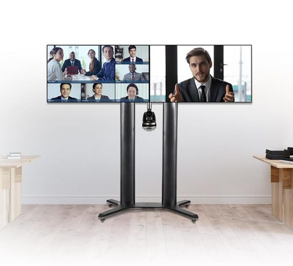 Stand mobil dublu B-Tech 56-65" 2m, negru - imagine 5