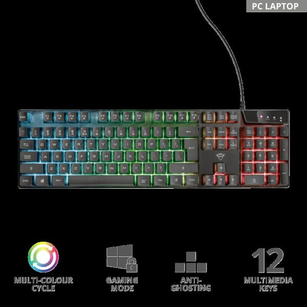 Tastatura Trust GXT 835 Azor, gaming, neagra - imagine 4