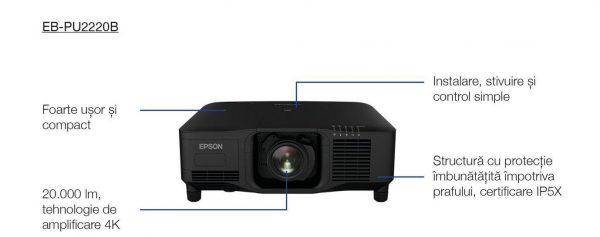 "Proiector EPSON EB-PU2220B, tehnologie 3LCD,  display 1.03"", 20.000 Lumeni, - imagine 3