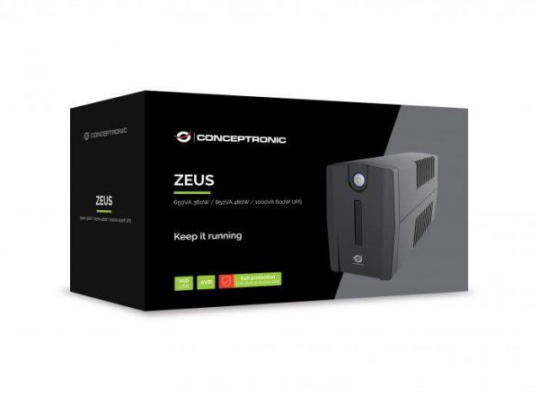 Conceptronic ZEUS02ES 850VA 480W UPS, Schuko x 2, HID USB, - imagine 3