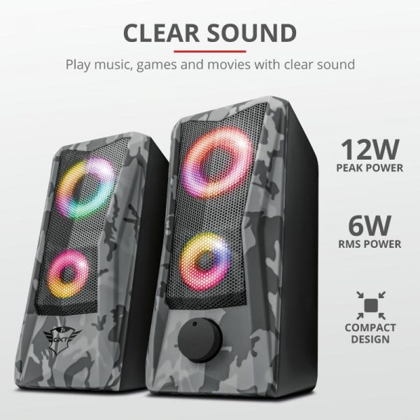 Boxe Stereo GXT 606 Javv RGB-Illuminated 2.0, 6W, camuflaj - imagine 3