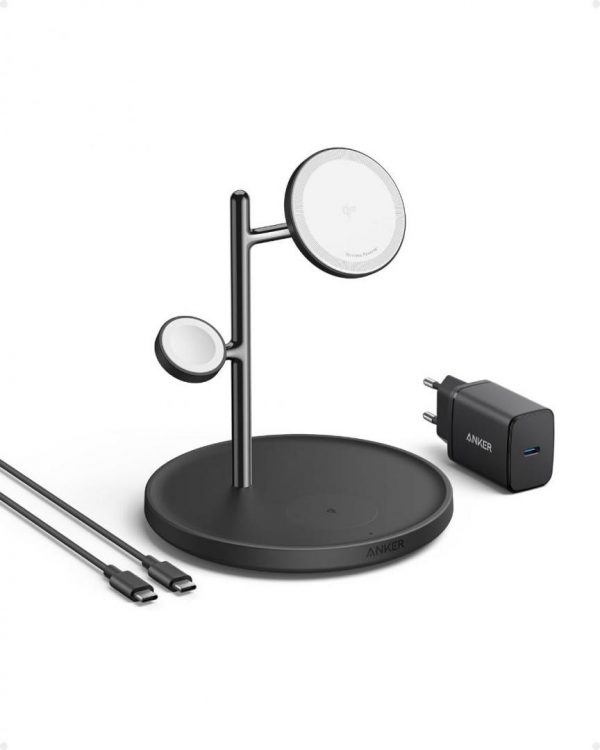 Statie incarcare wireless Anker „MagGo" 15W, 3-in-1, 3 x wireless,