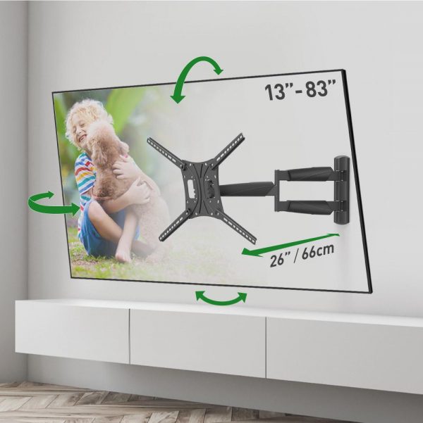 Suport TV plat/curbat de perete cu 2 brate Barkan BM443LP, - imagine 4