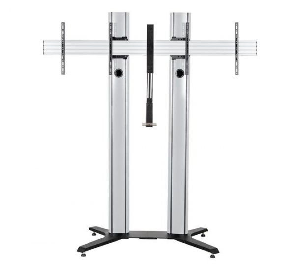 Stand mobil dublu B-Tech 56-65" 2m, negru - imagine 3